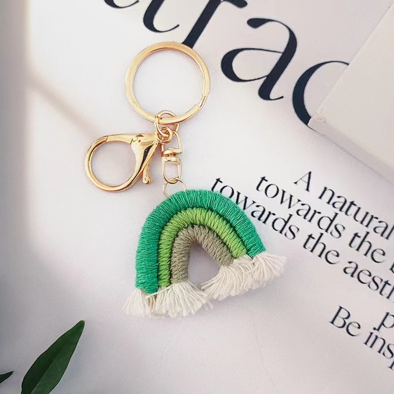 Wholesale Rainbow Pendant Handmade Cotton Thread Woven Keychains